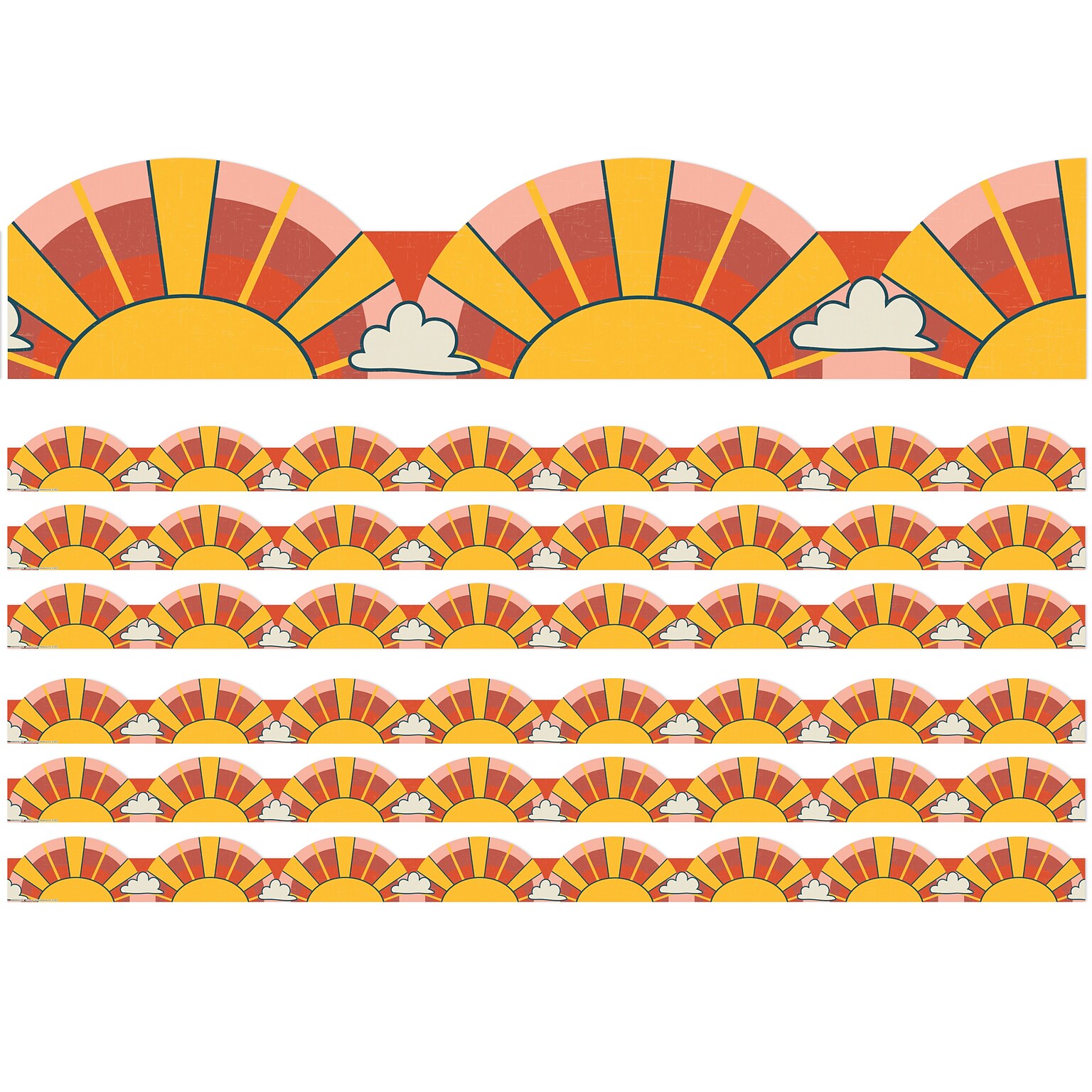 Eureka Adventurer Scalloped Borders/Trim, 2.25 x 37, Sunrise, 6/Pack (EU-845669-6)