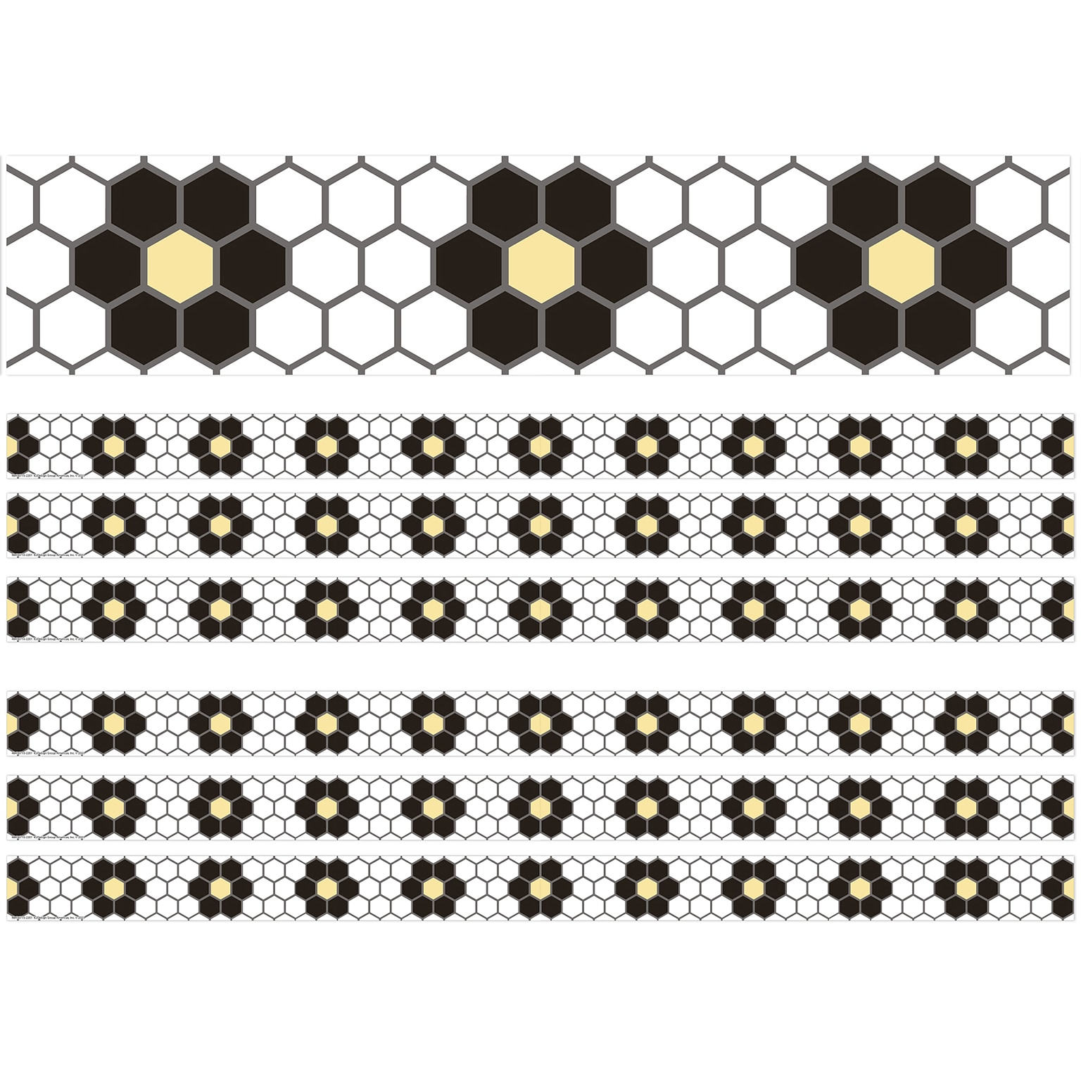 Eureka Straight Borders/Trim, 2.25 x 37, The Hive Floral Mosaic, 6/Pack (EU-845671-6)