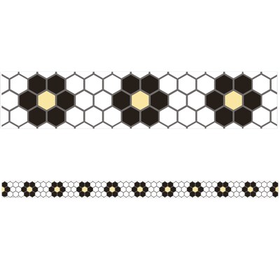 Eureka Straight Borders/Trim, 2.25" x 37', The Hive Floral Mosaic, 6/Pack (EU-845671-6)