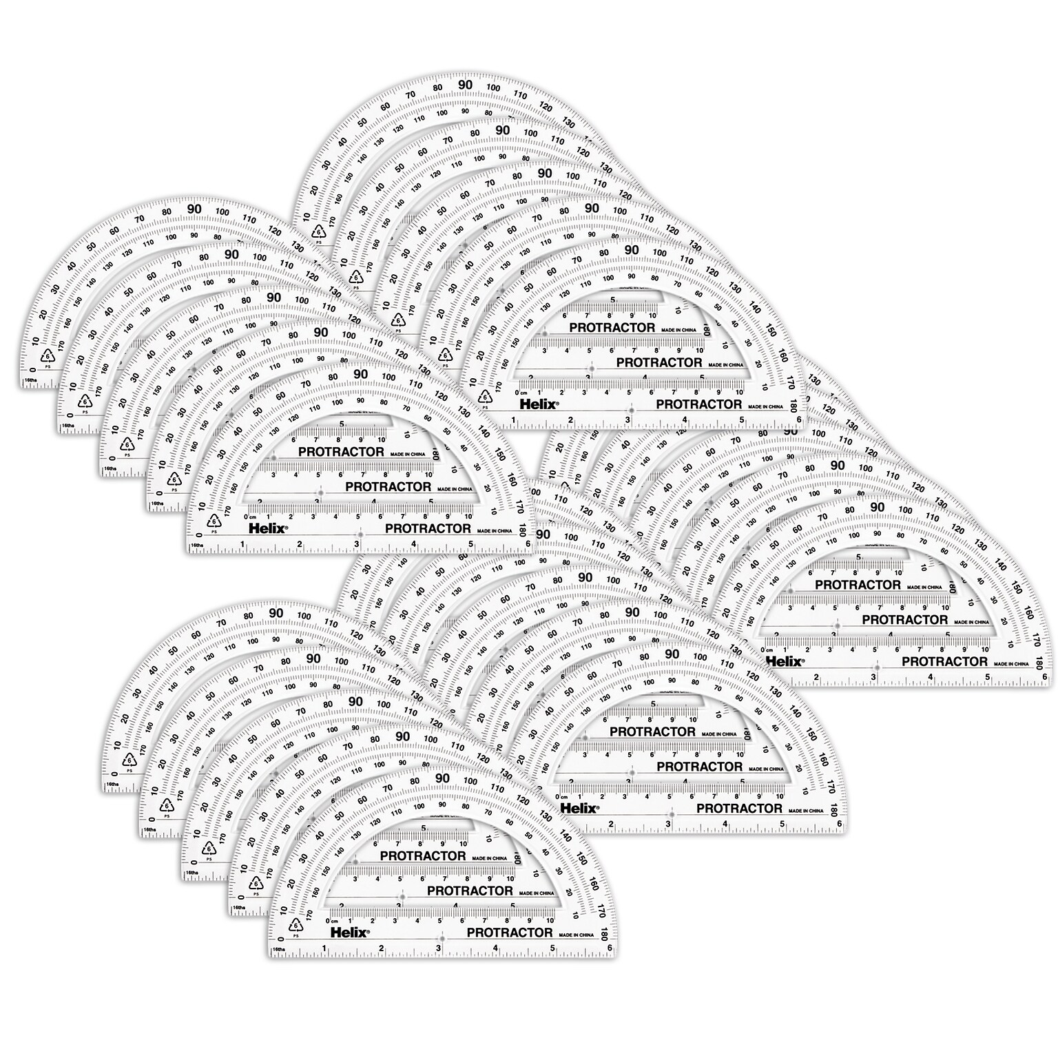 Maped Helix 180 Degree 6 Standard Protractor, 25/Pack (MAP13106-25)