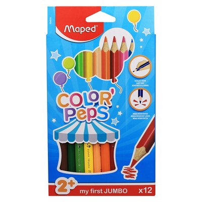 Maped ColorPeps My First Jumbo Triangular Colored Pencils, 12 Per Pack, 6 Packs (MAP834010ZV-6)