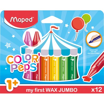 Maped ColorPeps My First Jumbo Triangular Wax Crayons, Assorted Colors, 12 Per Pack, 6 Packs (MAP86