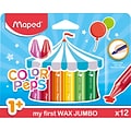 Maped ColorPeps My First Jumbo Triangular Wax Crayons, Assorted Colors, 12 Per Pack, 6 Packs (MAP86