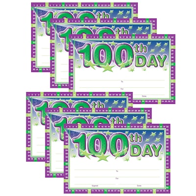 North Star Teacher Resource 100th Day Anytime Awards, 8.5 x 5.5, Multicolor, 36/Pack, 6 Pack/Bundl