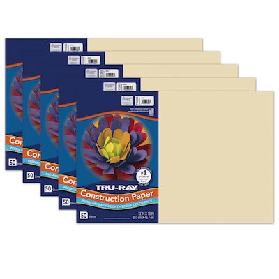 Tru-Ray Fade-Resistant, 12 x 18 Construction Paper, Ivory, 50 Sheets Per Pack, 5 Packs (PAC103065-