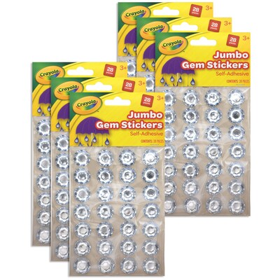 Crayola Gemstone Stickers, 3/4, Silver, 28/Pack, 6 Packs (PAC1666CRA-6)