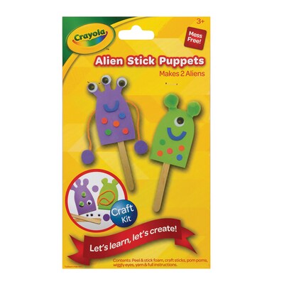 Crayola® Alien Stick Puppets Kit, 12 Kits (PACAC1000155CRA-12)