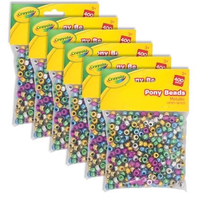 Crayola Pony Beads, Metallic, 400/Pack, 6 Packs (PACAC355403CRA-6)