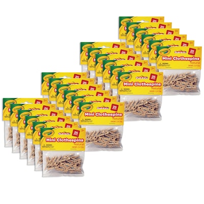Crayola® Mini Clothespins, Natural, 25/Pack, 24 Packs (PACAC367201CRA-24)