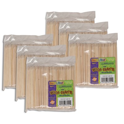 Creativity Street® Wood Sticks ,4.5", Natural, 100 Sticks Per Pack, 6 Packs (PACAC374501-6)