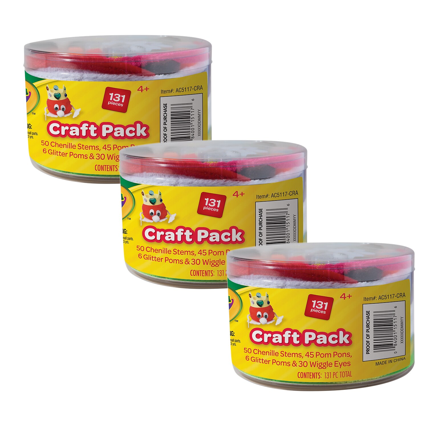 Crayola® Craft Pack, 131 Pieces Per Pack, 3 Packs (PACAC5117CRA-3)