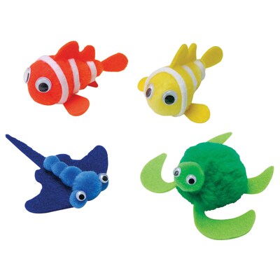 Creativity Street® Pom Pon Animal Kit, Ocean Animals, Assorted Sizes, 4 Animals Per Kit, 6 Kits (PACAC5709-6)