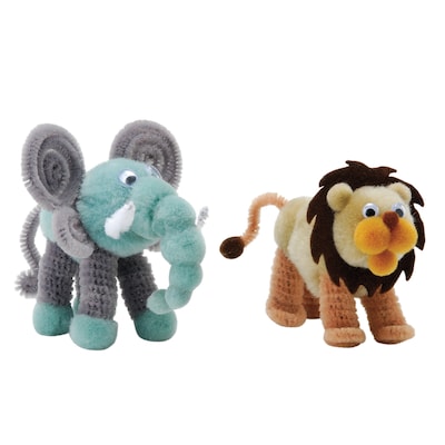 Creativity Street® Pom Pon Animal Kit, Lion & Elephant, Assorted Sizes, 2 Animals Per Kit, 6 Kits (PACAC5712-6)