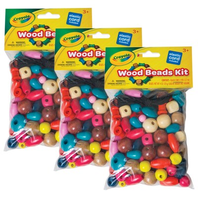 Crayola® Wood Beads Kit, 4 oz., 3/Pack (PACAC6116100CRA-3)