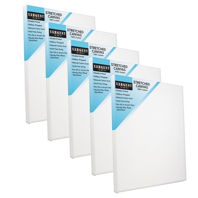 Sargent Art Stretched Canvas, 100% Cotton, Double Primed, 11 x 14, 5/Pack (SAR902025-5)