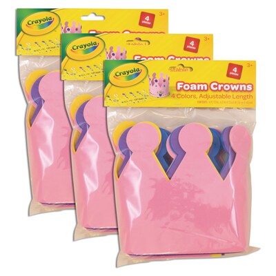 Crayola® Foam Crowns, Assorted Colors, 4/Pack, 3 Packs (PACAC4350CRA-3)