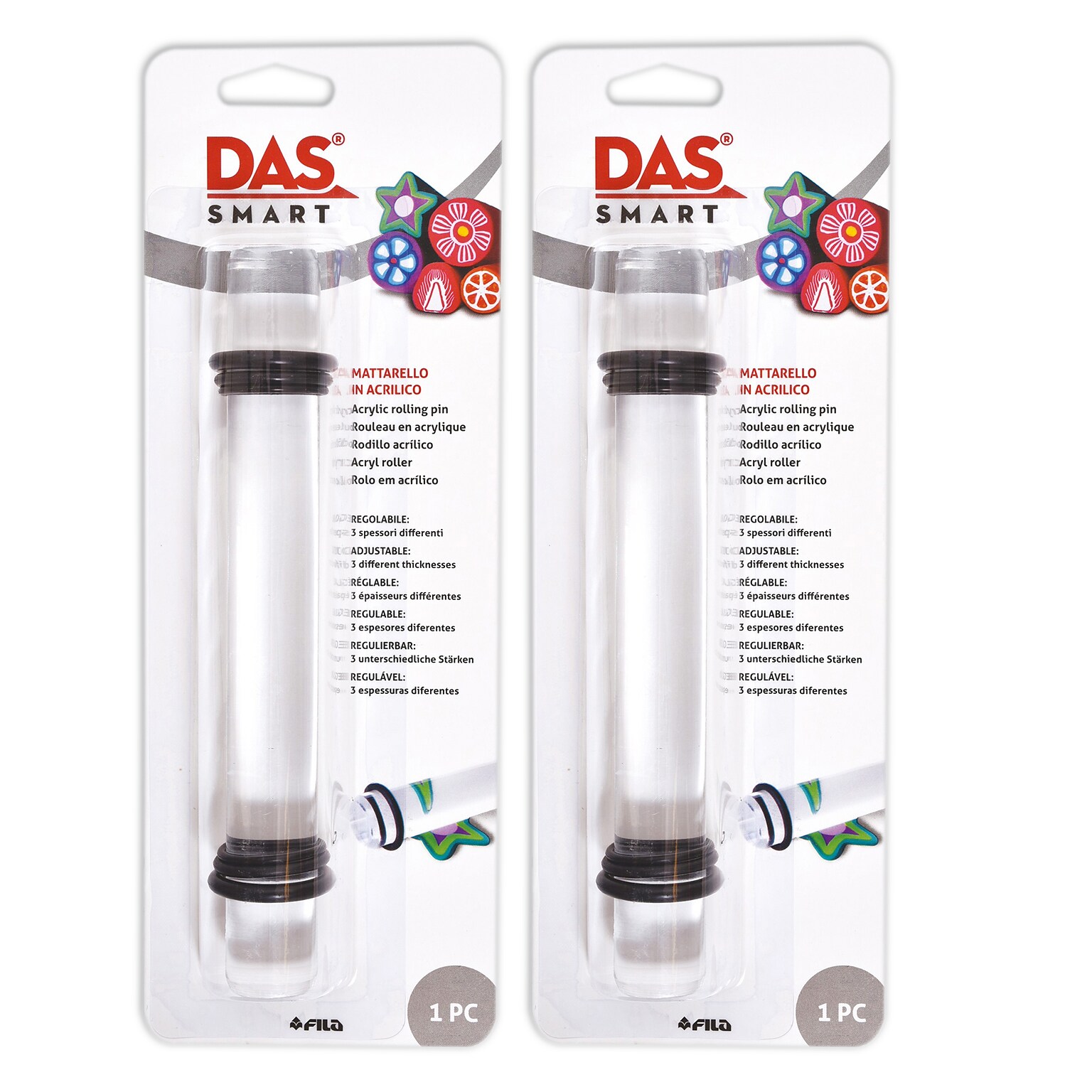 Das Acrylic Roller, Clear, 2/Pack (PACF323000-2)