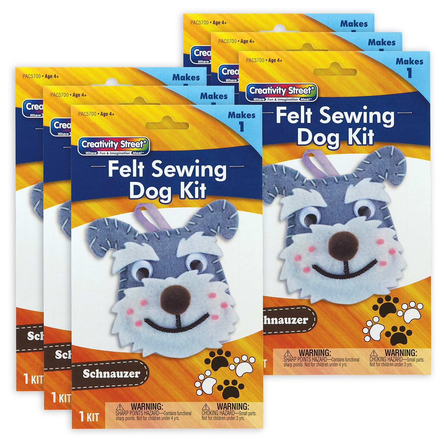 Creativity Street® Felt Sewing Dog Kit, Schnauzer, 4.25 x 6.5 x 1, 6 Kits (PACAC5700-6)