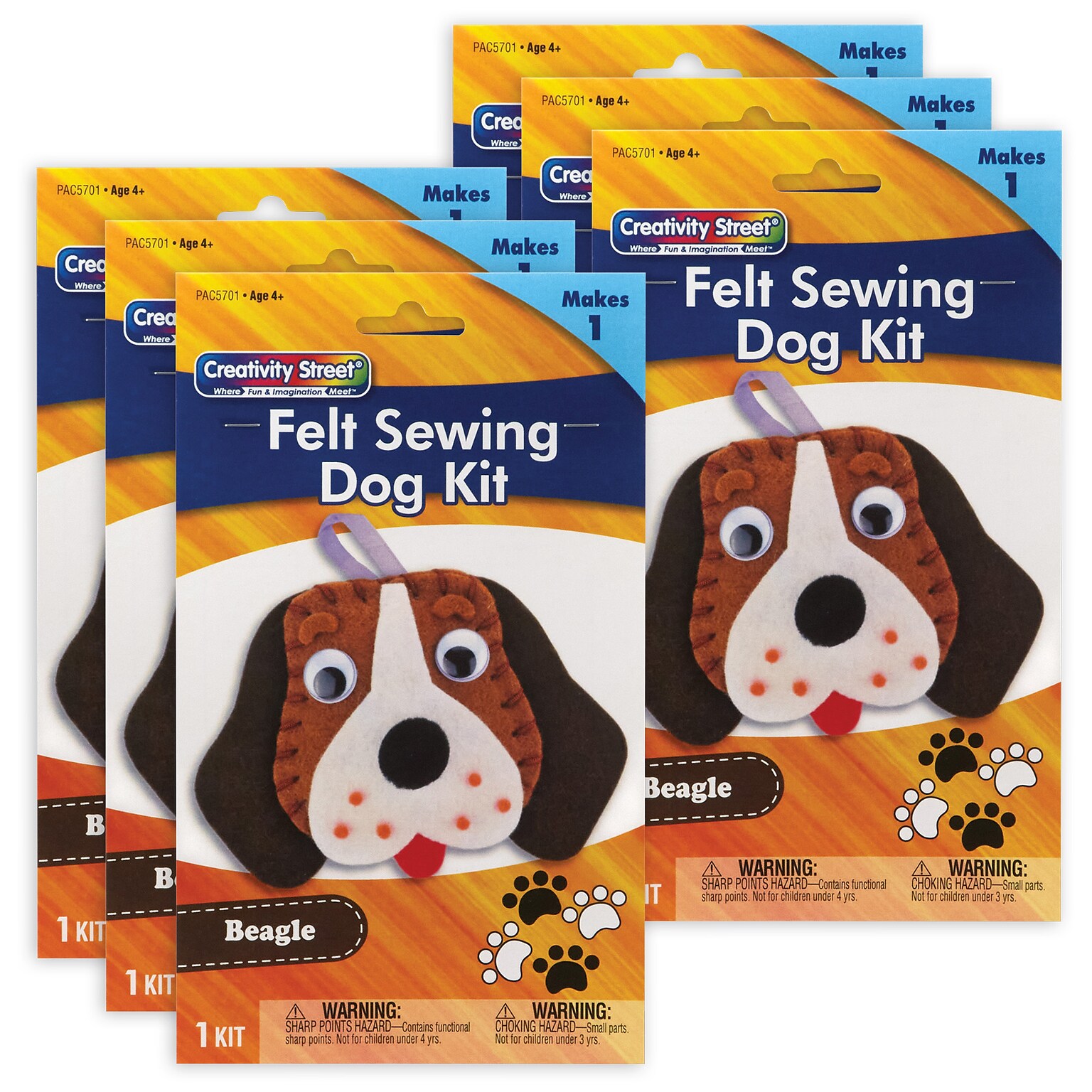 Creativity Street® Felt Sewing Dog Kit, Beagle, 5 x 5.5 x 1, 6 Kits (PACAC5701-6)