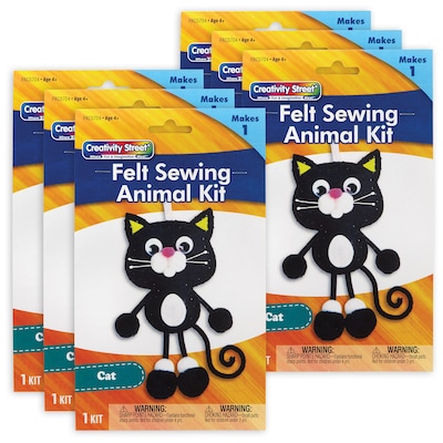 Creativity Street® Felt Sewing Animal Kit, Cat, 4 x 10.25 x 1, 6 Kits (PACAC5704-6)