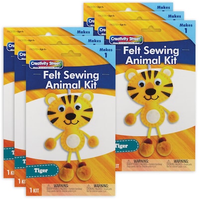 Creativity Street® Felt Sewing Animal Kit, Tiger, 4.25 x 10.75 x 0.75, 6 Kits (PACAC5705-6)