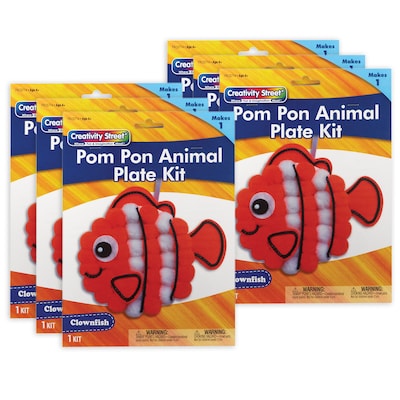 Creativity Street® Pom Pon Animal Plate Kit, Clownfish, 7.5 x 8 x 1, 6 Kits (PACAC5714-6)