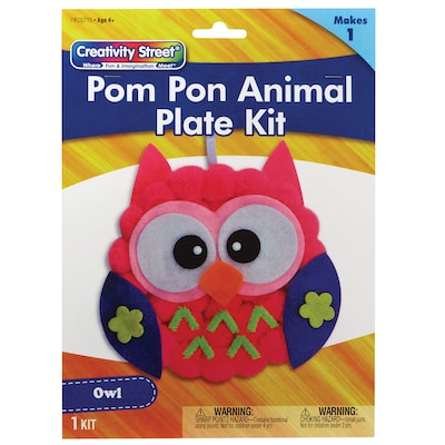 Creativity Street® Pom Pon Animal Plate Kit, Owl, 7" x 8" x 1", 6 Kits (PACAC5715-6)