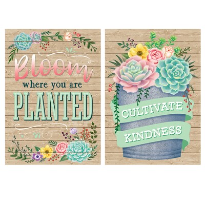 Teacher Created Resources 13-3/8 x 19 Rustic Bloom Posters, 4/Set (TCR2088537)