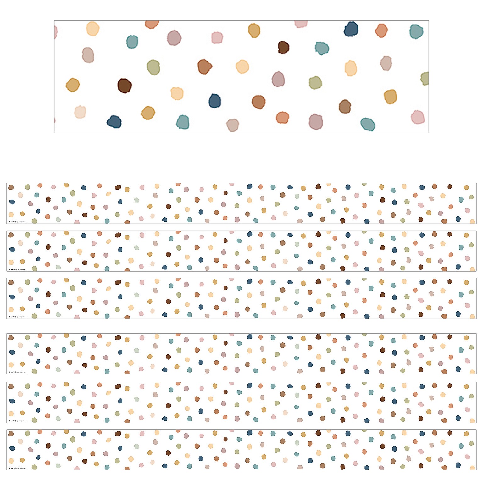 Teacher Created Resources Everyone is Welcome Straight Borders/Trim, 3 x 35, Painted Dots, 6/Pack (TCR7165-6)
