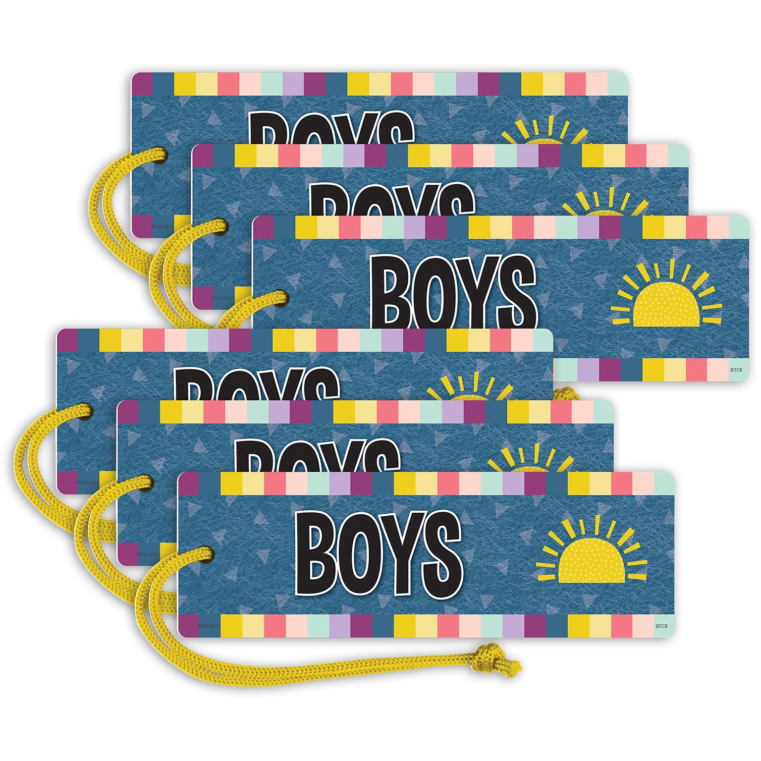 Teacher Created Resources Oh Happy Day Magnetic Boys Hall Pass, 6.75 x 2.25, Multicolor, 6/Pack (TCR77519-6)
