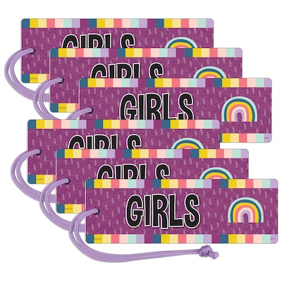 Teacher Created Resources Oh Happy Day Magnetic Girls Hall Pass, 6.75 x 2.25, Multicolor, 6/Pack (