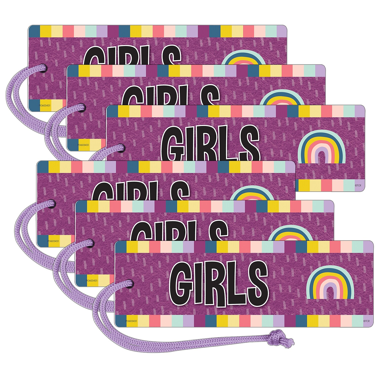Teacher Created Resources Oh Happy Day Magnetic Girls Hall Pass, 6.75 x 2.25, Multicolor, 6/Pack (TCR77520-6)