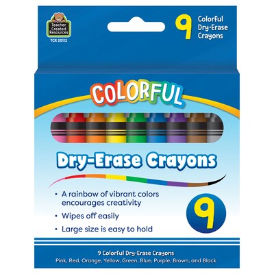 Teacher Created Resources® Dry-Erase Crayon, Assorted Colors, 9 Per Pack, 6 Packs (TCR20112-6)