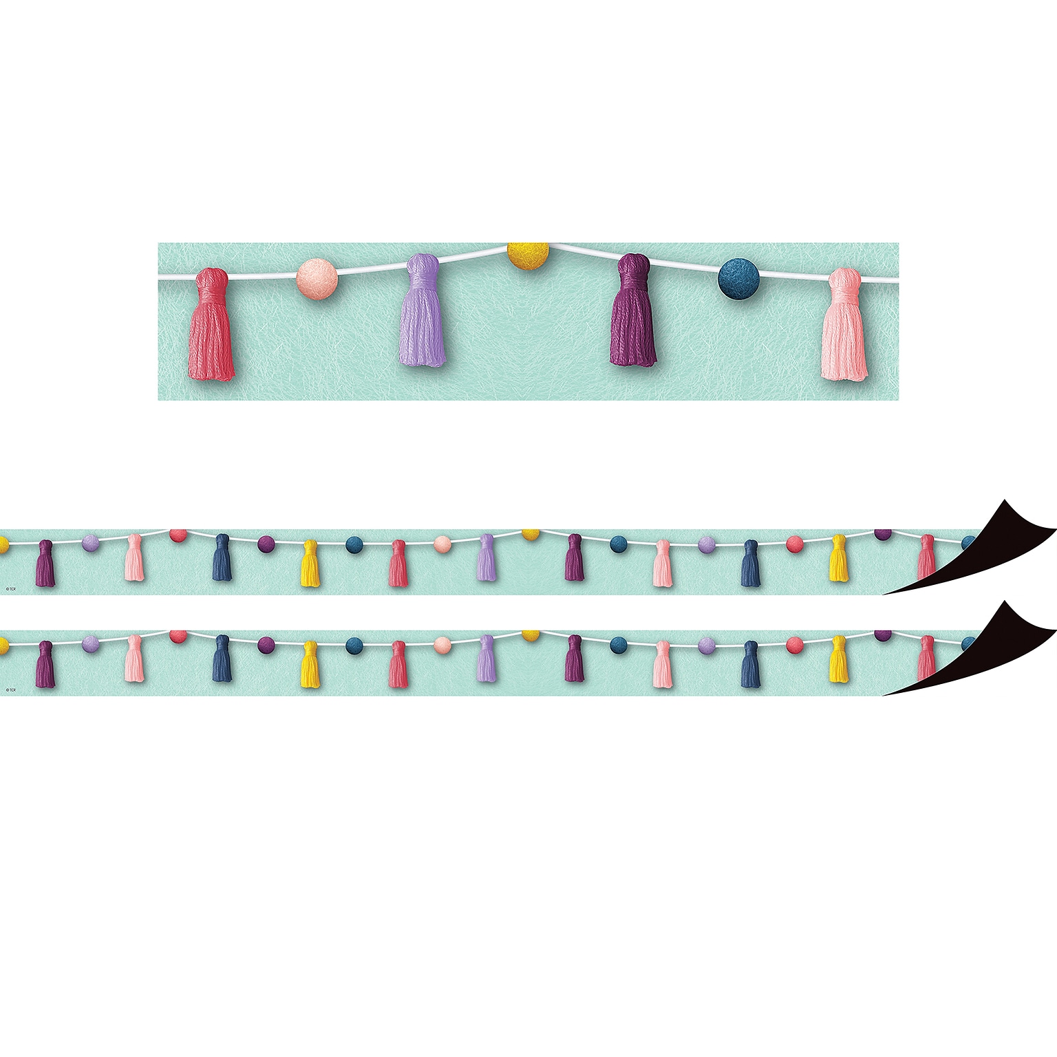 Teacher Created Resources Oh Happy Day Magnetic Borders/Trim, 1.5 x 24, Pom-Poms and Tassels, 2/Pack (TCR77568-2)
