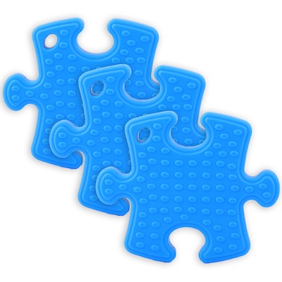 The Pencil Grip Puzzle Piece Teether, Blue, Pack of 3 (TPG433-3)