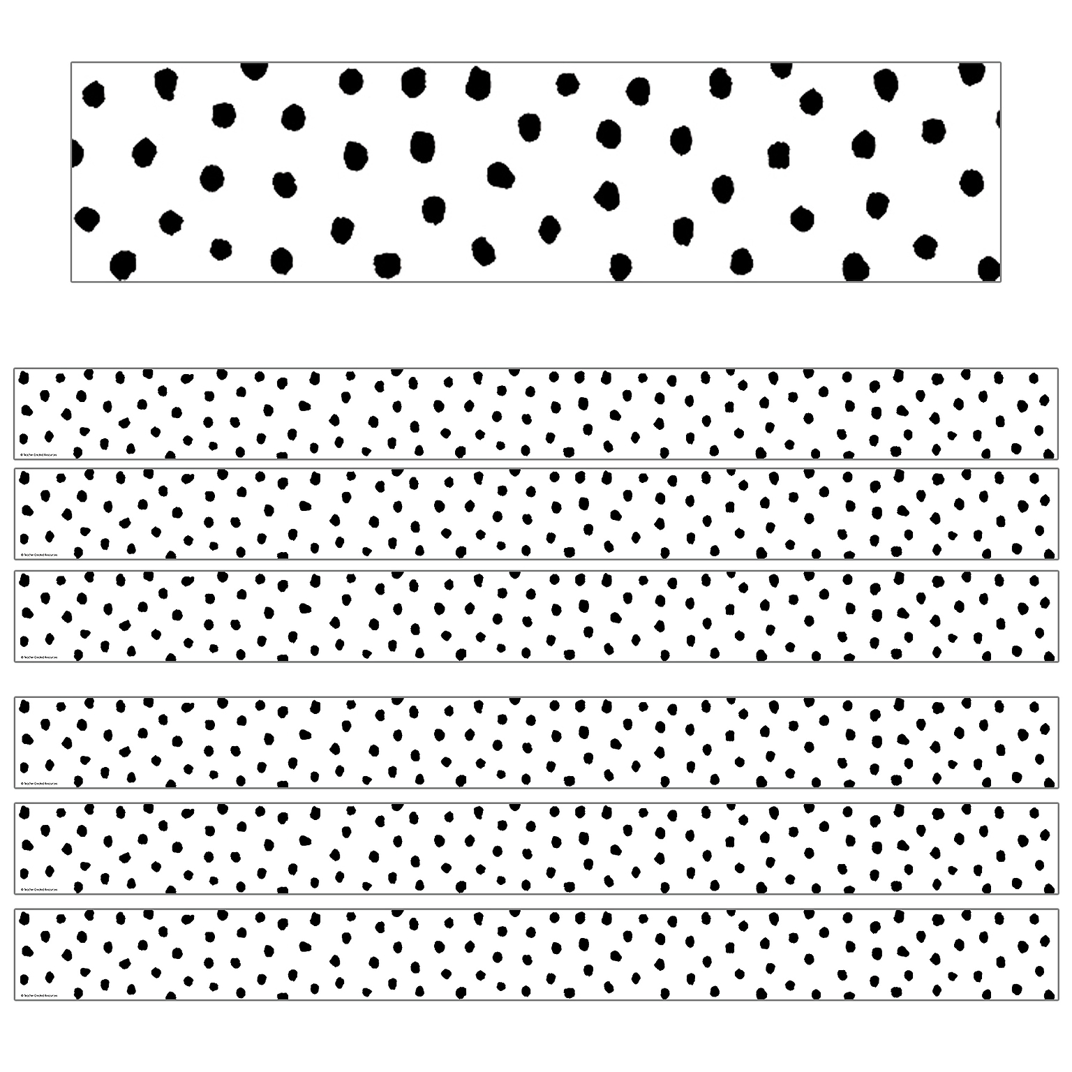 Teacher Created Resources Straight Borders/Trim, 3 x 35, Black Painted Dots on White, 6/Pack (TCR7083-6)