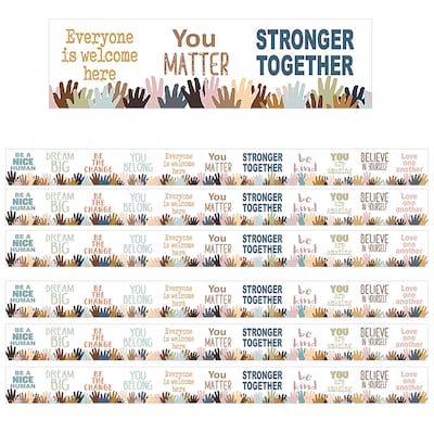 Teacher Created Resources Everyone is Welcome Straight Borders/Trim, 3 x 35, Helping Hands, 6/Pack