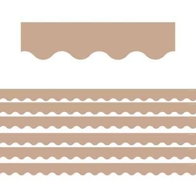 Teacher Created Resources Scalloped Borders/Trim, 2.19 x 35, Light Brown, 6/Pack (TCR7129-6)