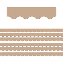 Teacher Created Resources Scalloped Borders/Trim, 2.19 x 35, Light Brown, 6/Pack (TCR7129-6)