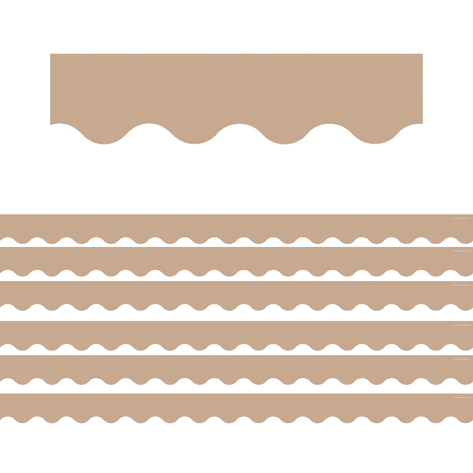 Teacher Created Resources Scalloped Borders/Trim, 2.19 x 35, Light Brown, 6/Pack (TCR7129-6)