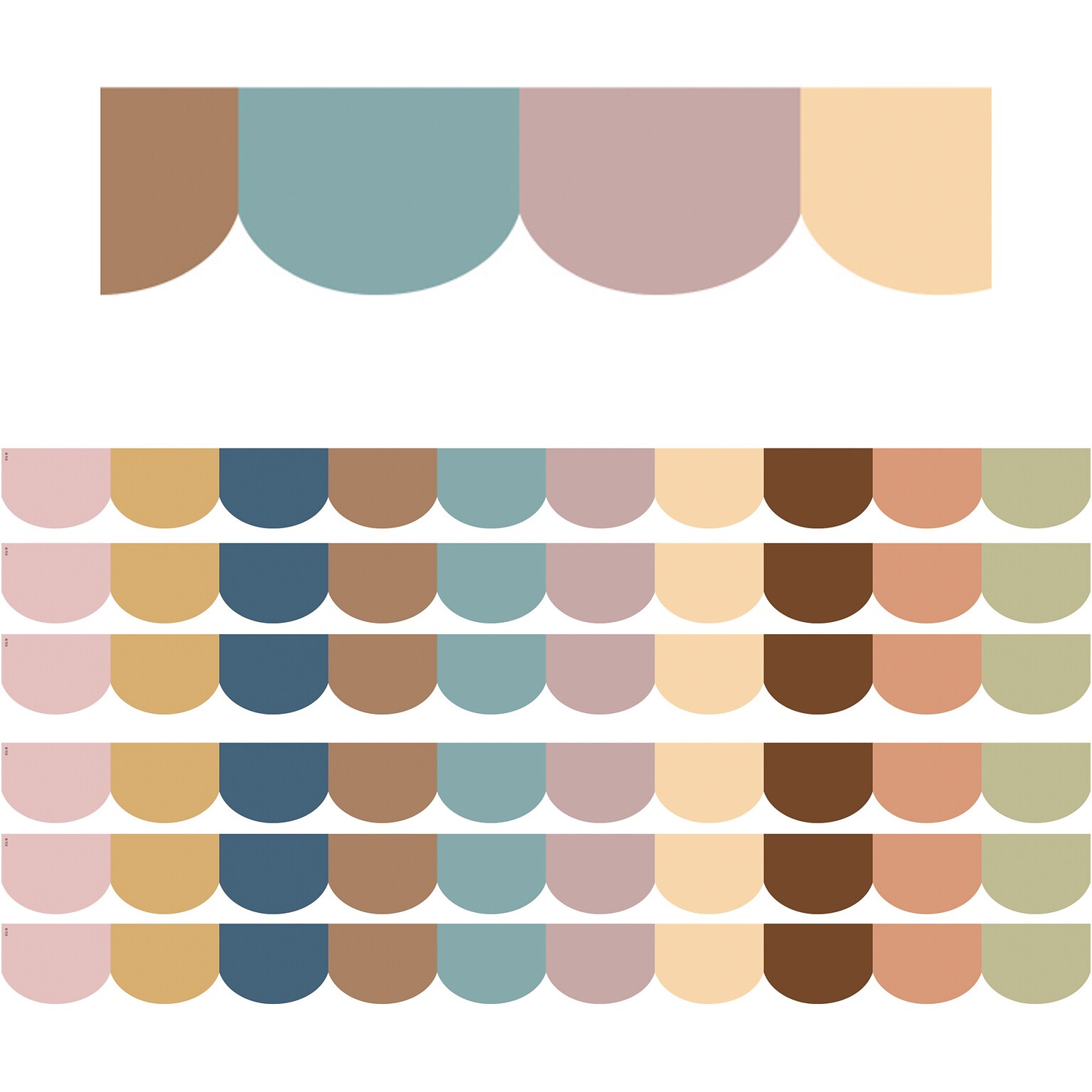 Teacher Created Resources Everyone is Welcome Die-Cut Borders/Trim Trim, 2.19 x 35, Colored Scallops, 6/Pack (TCR7130-6)