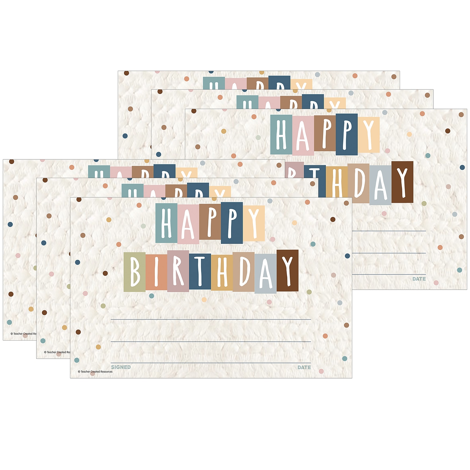 Teacher Created Resources Happy Birthday Awards, 8.5 x 5.5, Multicolor, 30/Pack, 6 Pack/Bundle (TCR7135-6)