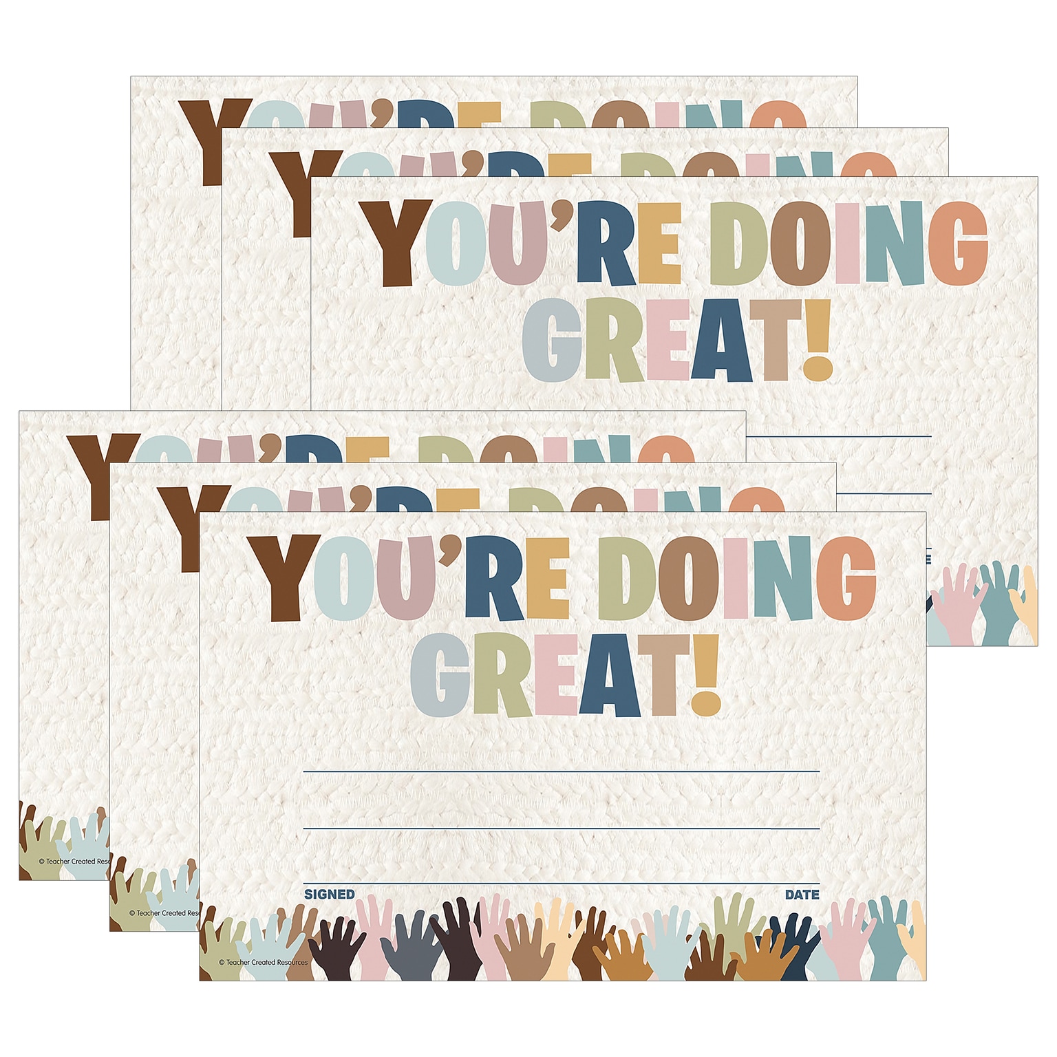 Teacher Created Resources Youre Doing Great! Awards, 8.5 x 5.5, Multicolor, 30/Pack, 6 Pack/Bundle (TCR7136-6)