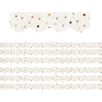 Teacher Created Resources Everyone is Welcome Scalloped Borders/Trim Trim, 2.19 x 35, Dots, 6/Pack