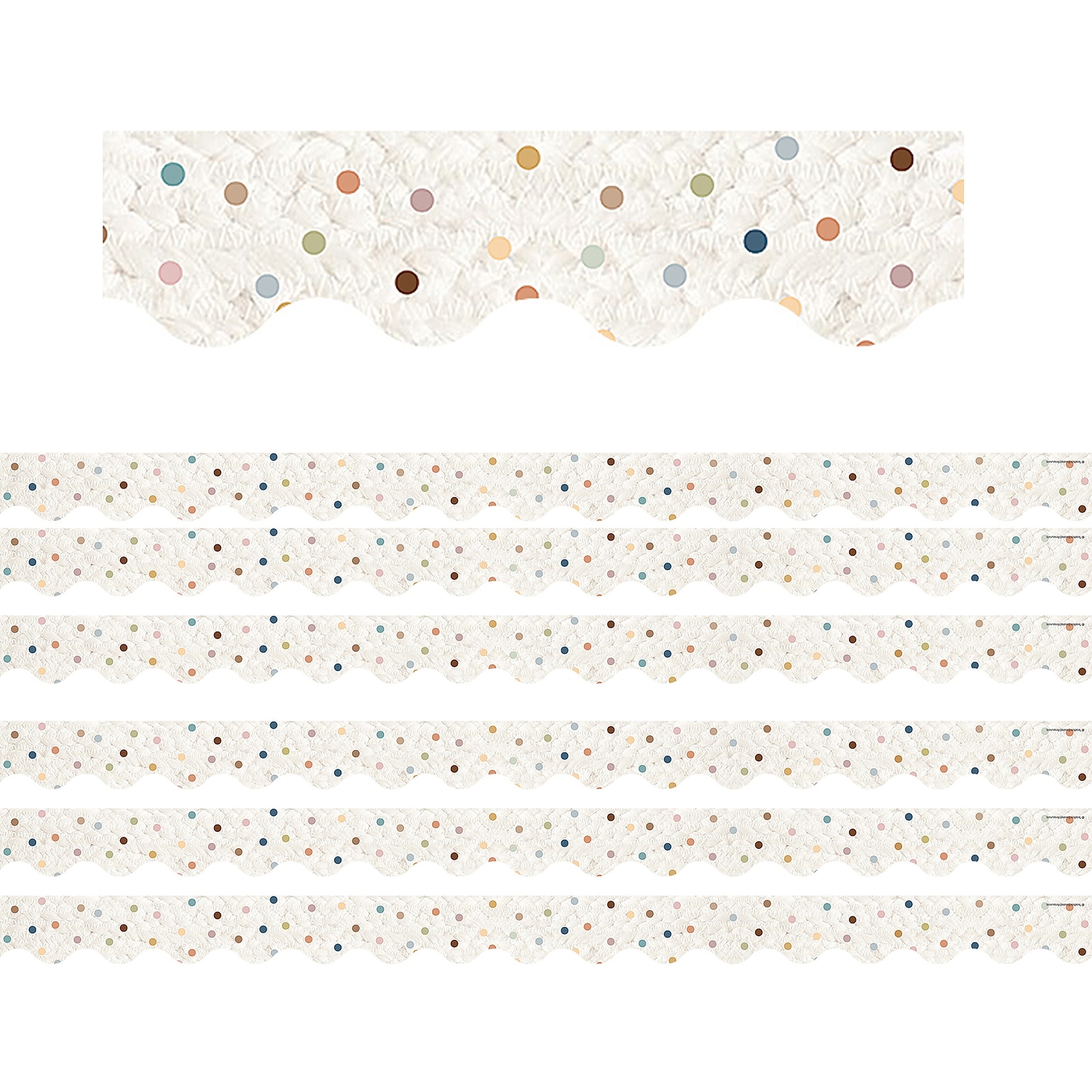 Teacher Created Resources Everyone is Welcome Scalloped Borders/Trim Trim, 2.19 x 35, Dots, 6/Pack (TCR7158-6)