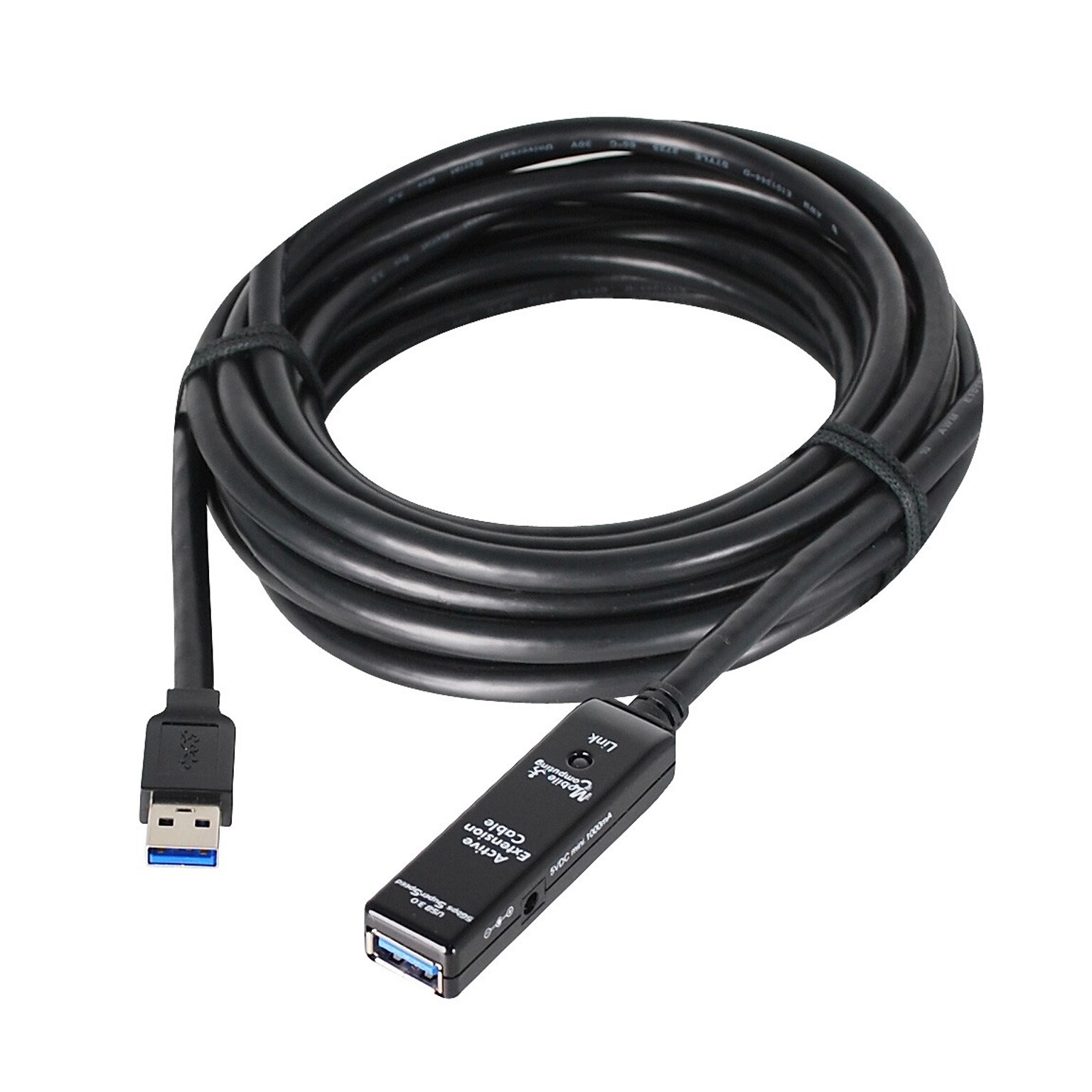 SIIG USB 3.0 USB Type-A Male USB Type-A Female Active Repeater Cable, Black (JU-CB0711-S1)