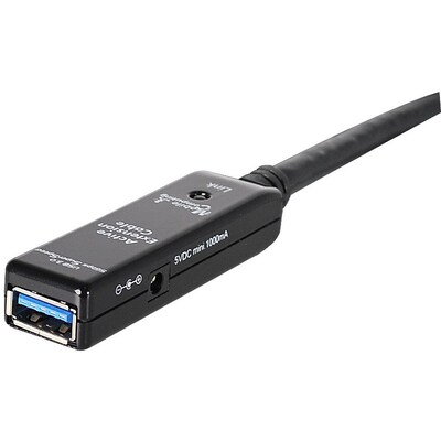 SIIG USB 3.0 USB Type-A Male USB Type-A Female Active Repeater Cable, Black (JU-CB0711-S1)