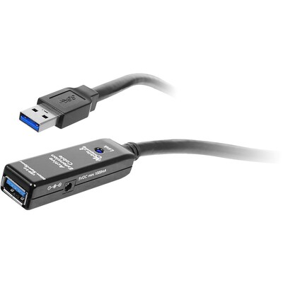 SIIG USB 3.0 USB Type-A Male USB Type-A Female Active Repeater Cable, Black (JU-CB0711-S1)