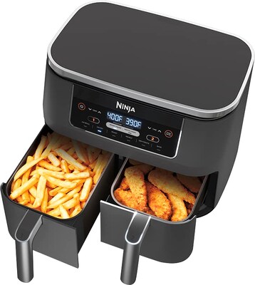 Ninja Foodi 6-in-1 8 qt. 2-Basket Air Fryer with DualZone Technology, Black/Gray (DZ201)