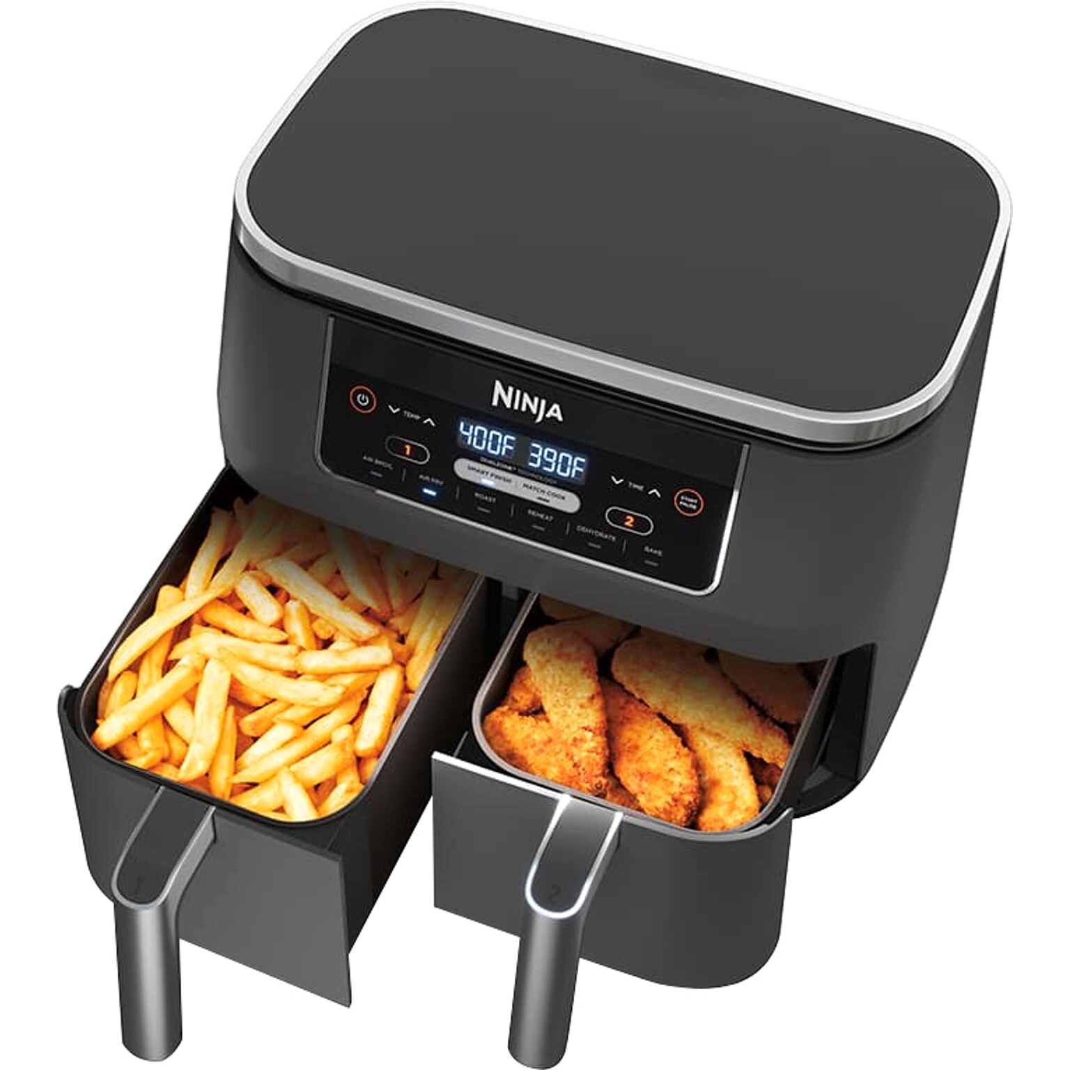 Ninja Foodi 6-in-1 8 qt. 2-Basket Air Fryer with DualZone Technology, Black/Gray (DZ201)